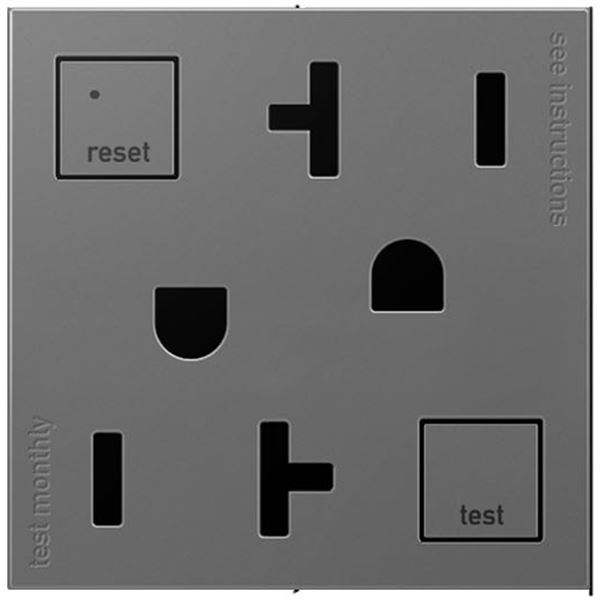 Legrand Adorne Tamper-Resistant GFCI Self-Test Outlet (20 Amp) - Magnesium - AGFTR2202M4