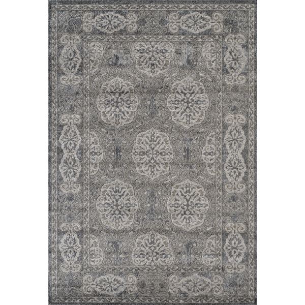 Alexandria Brown-Grey Bordered Rectangular Area Rug 4'x6'