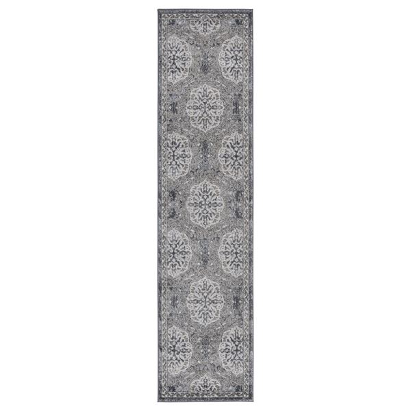 Alexandria Brown-Grey Bordered Runner Rug 1'6"x10'3"