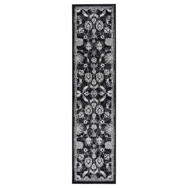 Alexandria Black Bordered Runner Rug 1'6"x10'3"