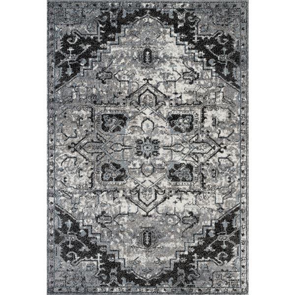 Alexandria Dark Gray Medallion Rectangular Area Rug 5'1"x7'6"