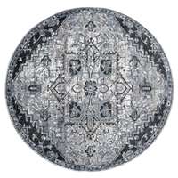 Alexandria Dark Gray Medallion Round Rug 6'7"x6'7"