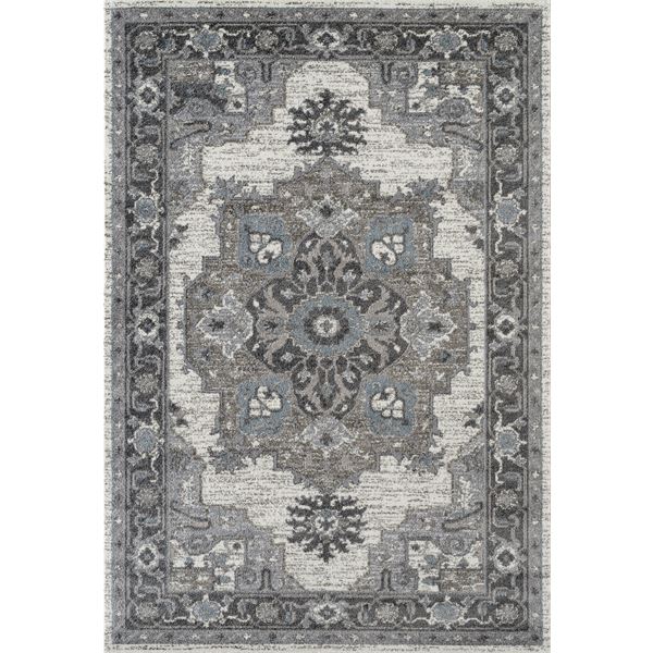 Alexandria Light Gray Bordered Rectangular Accent Rug 2'x3'