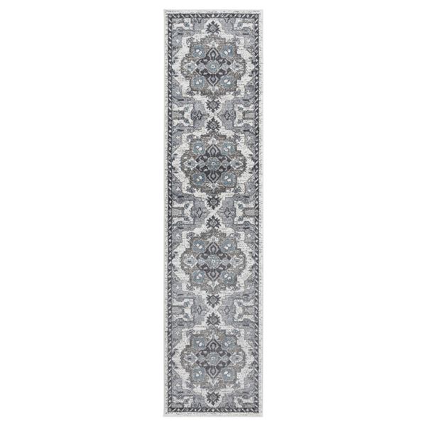 Alexandria Light Gray Bordered Runner Rug 1'6"x10'3"