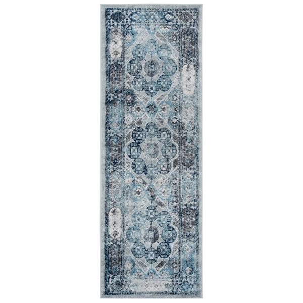 Alexandria Gray Bordered Runner Rug 2'x6'