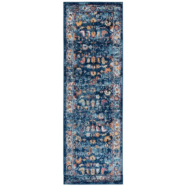 Alexandria Navy Bordered Runner Rug 2'x6'