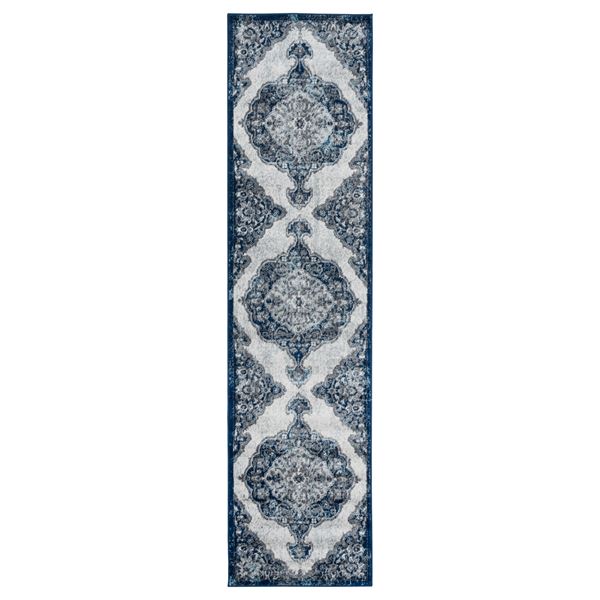 Alexandria Navy Medallion Runner Rug 2'6"x10'3"