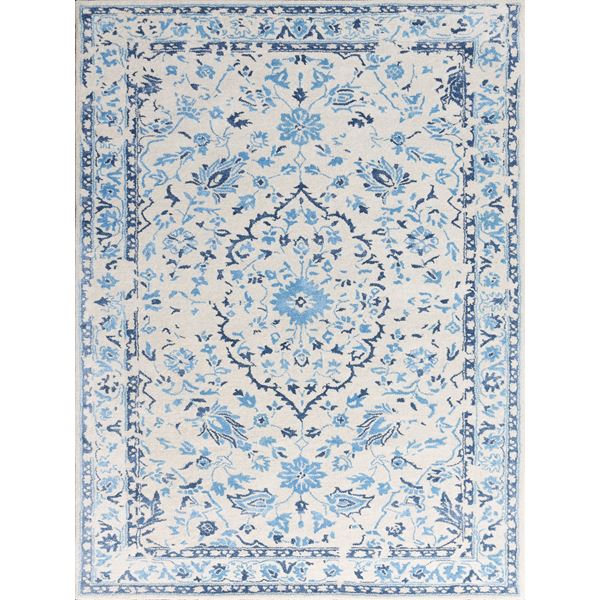 Artist Light Blue Hand-Tufted Rectangular Area Rug 7'6"x9'6"