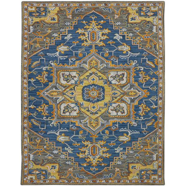 Boho Yellow Hand-Tufted Rectangular Area Rug 7'6"x9'6"