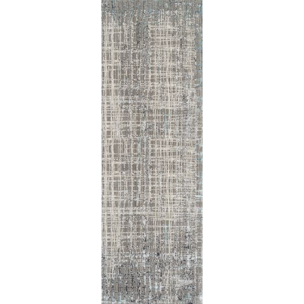 Cambridge Light Blue Abstract Runner Rug 2'6"x8'