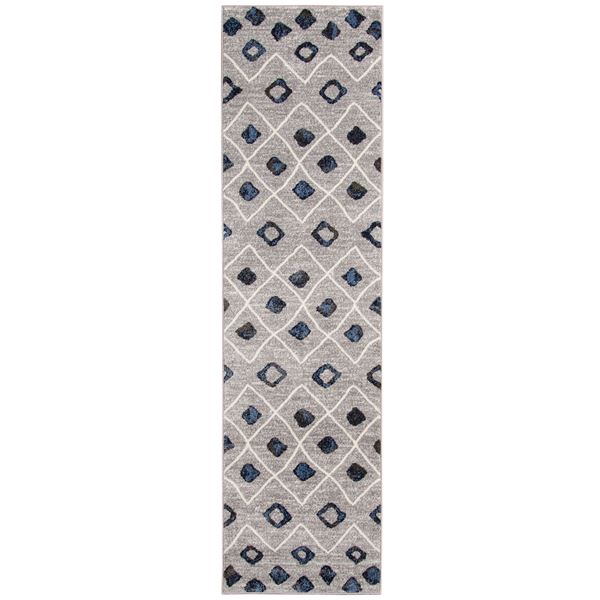 Caribe Navy Geometric Runner Rug 2'1"x6'4"