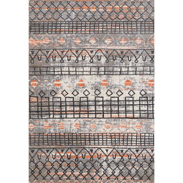 Caribe Orange Geometric Rectangular Accent Rug 2'1"x3'1"