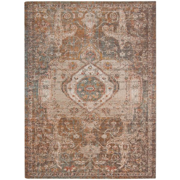 Eternal Taupe-Teal Medallion Rectangular Area Rug 9'10"x13'10"