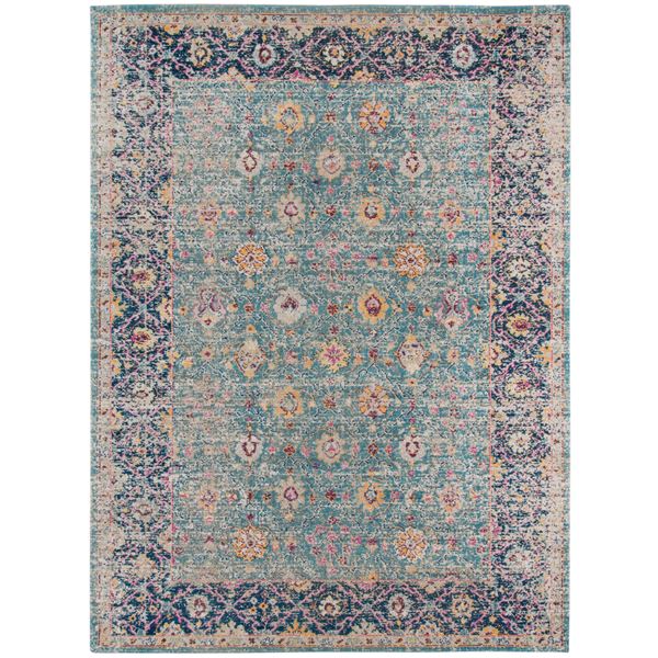 Eternal Teal Bordered Rectangular Accent Rug 2'2"x3'