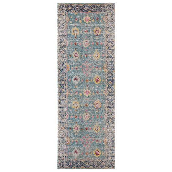 Eternal Teal Bordered Runner Rug 2'7"x7'6"