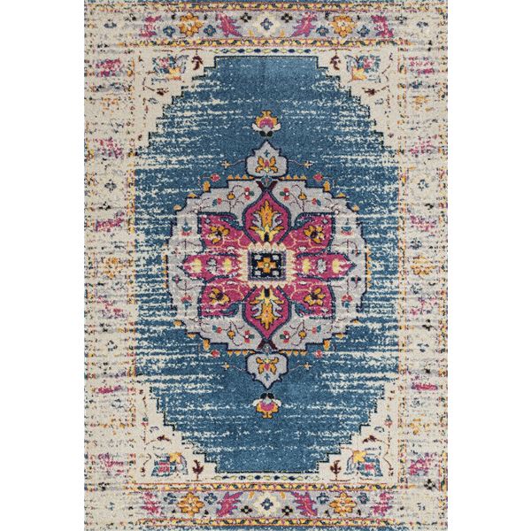 Manhattan Teal-Pink Medallion Rectangular Accent Rug 2'x3'