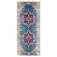 Manhattan Teal-Pink Medallion Runner Rug 2'6"x6'