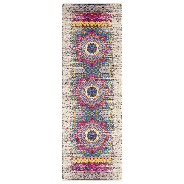 Manhattan Pink-Ivory Medallion Runner Rug 2'6"x7'6"