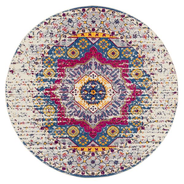 Manhattan Pink-Ivory Medallion Round Rug 6'6"x6'6"