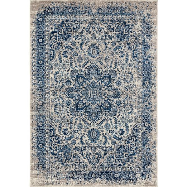 Manhattan Teal Bordered Rectangular Accent Rug 2'x3'