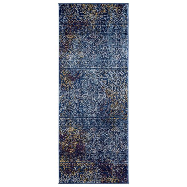 Manhattan Blue-Orange Multi Runner Rug 2'6"x6'