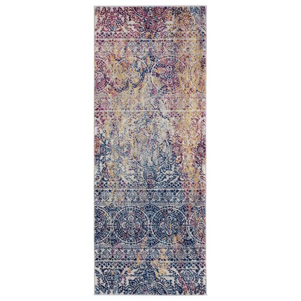 Manhattan Blue-Yellow Multi Runner Rug 2'6"x6'