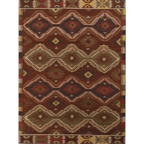 Makamani Red Flat-Weave Rectangular Area Rug 8'x10'