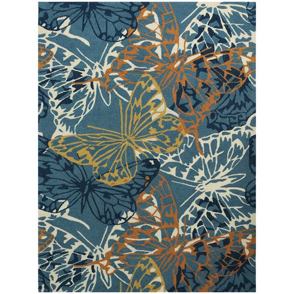 Piazza Blue Animal Rectangular Area Rug 8'x11'