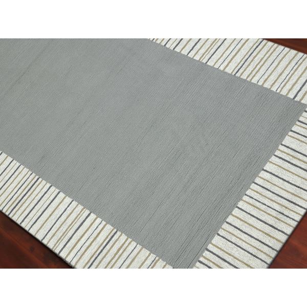 Piazza Silver Bordered Rectangular Area Rug 8'x11'