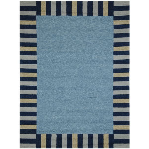 Piazza Blue Bordered Rectangular Area Rug 5'x7'6"