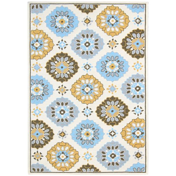 Piazza Yellow-Blue Pattern Rectangular Accent Rug 2'x3'