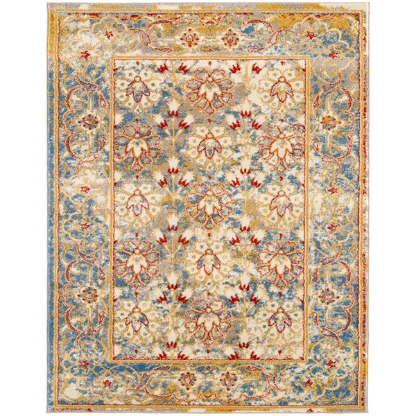 Sanya Ivory-Yellow Bordered Rectangular Area Rug 7'9"x9'9"