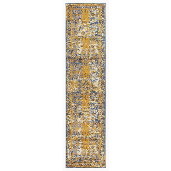 Sanya Yellow-Blue Bordered Runner Rug 2'6"x10'3"