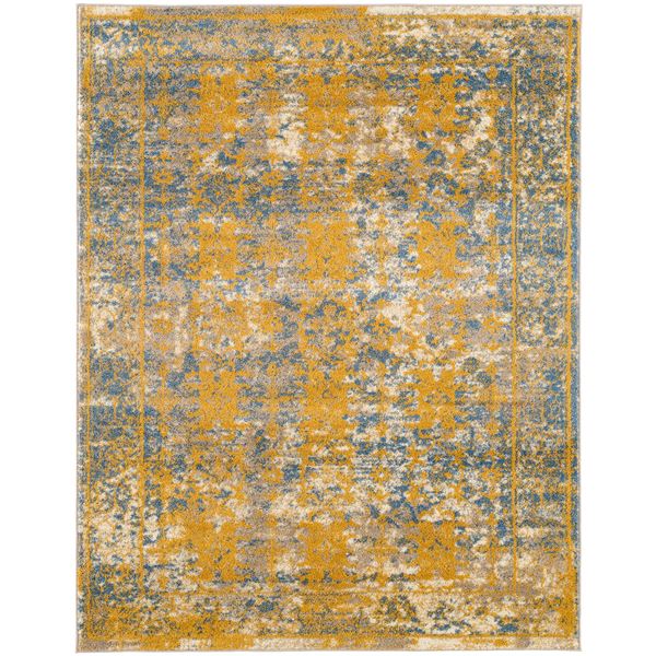 Sanya Yellow-Blue Bordered Rectangular Area Rug 7'9"x9'9"