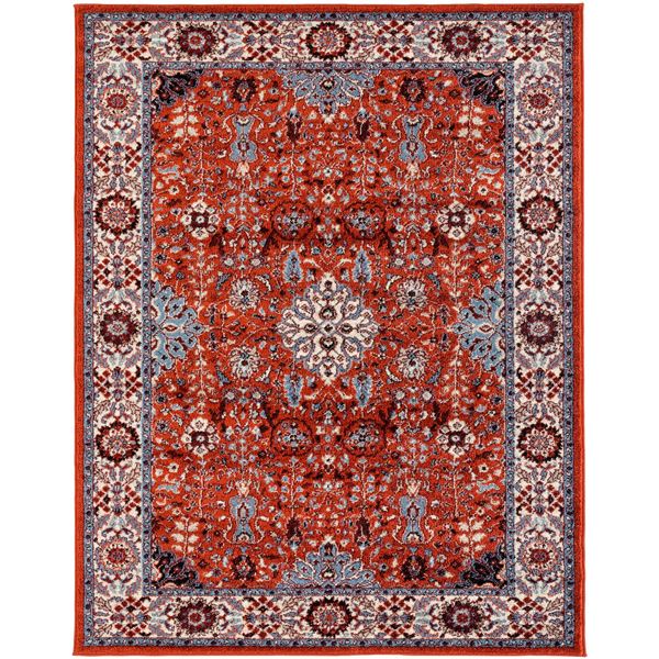 Sanya Red Bordered Rectangular Accent Rug 2'x3'