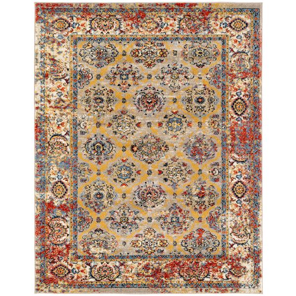 Sanya Yellow-Beige Bordered Rectangular Accent Rug 2'x3'