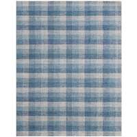 Tartan Light Blue Hand-Tufted Rectangular Area Rug 8'x10'