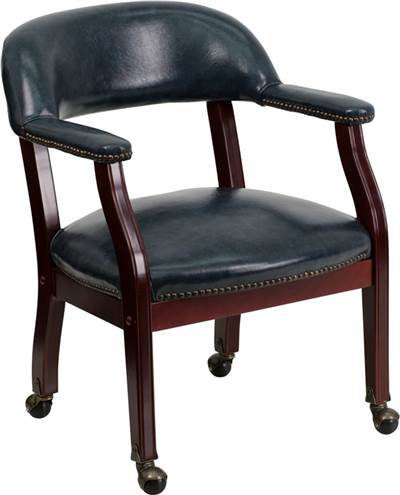 Navy Vinyl Luxurious Conference Chair with Casters