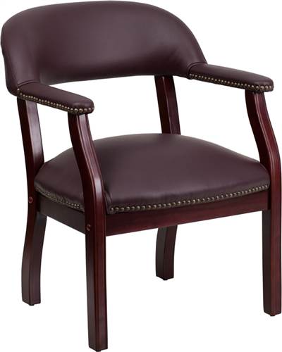 Burgundy Top Grain Leather Conference Chair