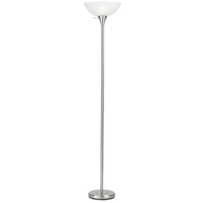 3-Way Metal Torchiere Lamp with Glass Shade