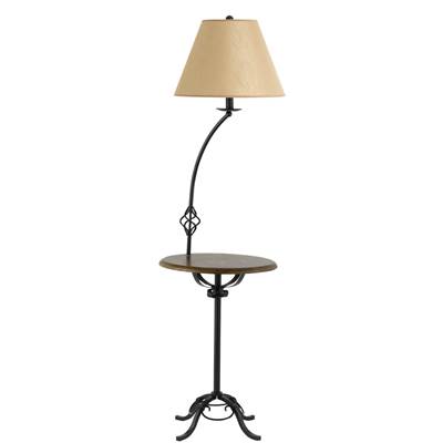 3-Way Iron Floor Lamp with Wood Tray Table
