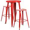 24'' Round Red Metal Indoor-Outdoor Bar Table Set