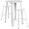 30'' Round White Metal Indoor-Outdoor Bar Table Set