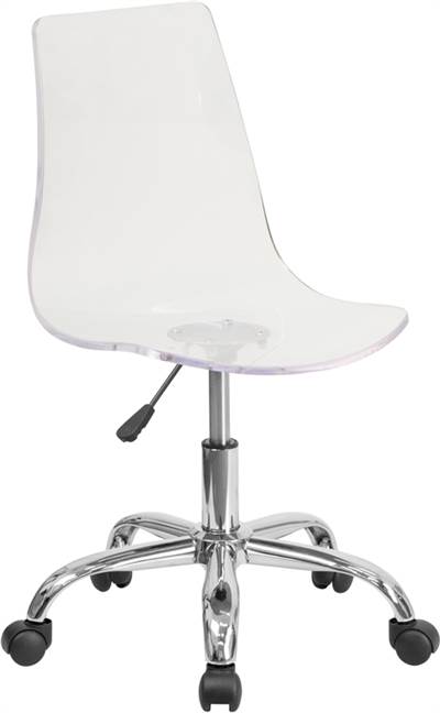 Contemporary Transparent Acrylic Task Chair with Chrome Base