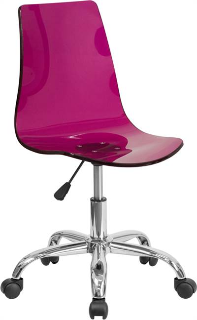 Contemporary Transparent Purple Acrylic Task Chair with Chrome Base