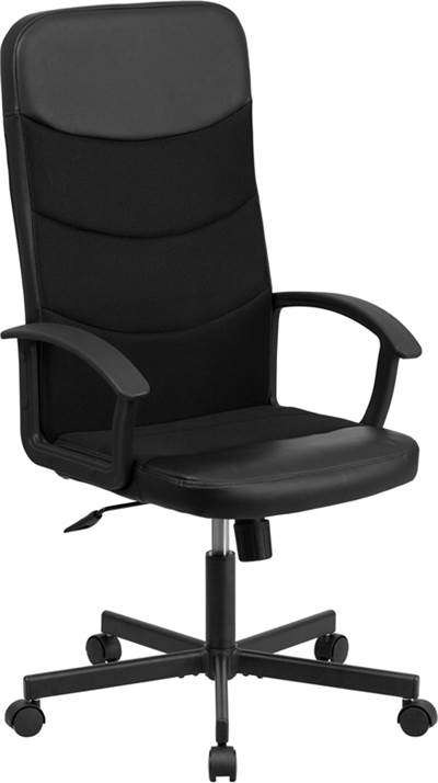 High Back Black Vinyl and Black Mesh Racing Executive Swivel Office Chair