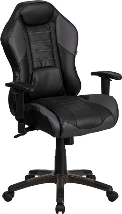 High Back Storm Gray Vinyl Executive Swivel Office Chair