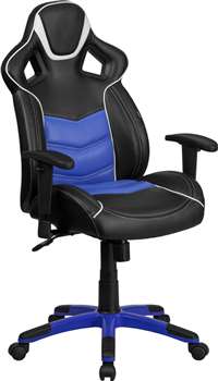 High Back Monterey Blue Vinyl Executive Swivel Office Chair
