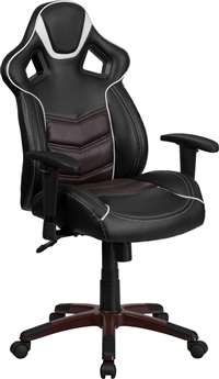 High Back Marrone Eklipsis Brown Vinyl Executive Swivel Office Chair