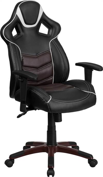 High Back Marrone Eklipsis Brown Vinyl Executive Swivel Office Chair